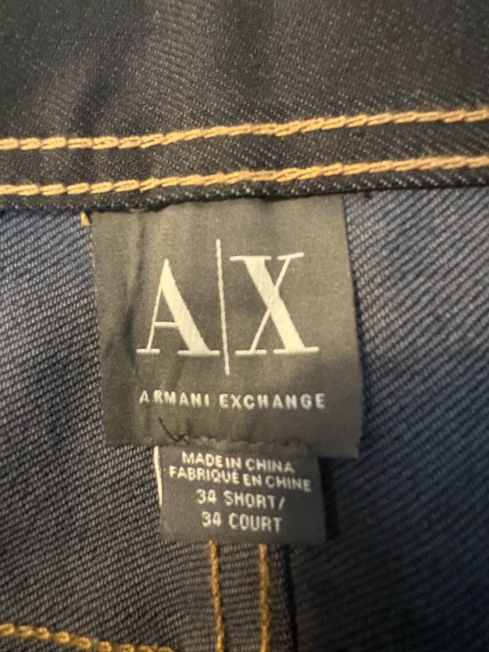 Armani Exchange Dark Blue Jeans with Brown Leather Patch - Picture 3 of 6